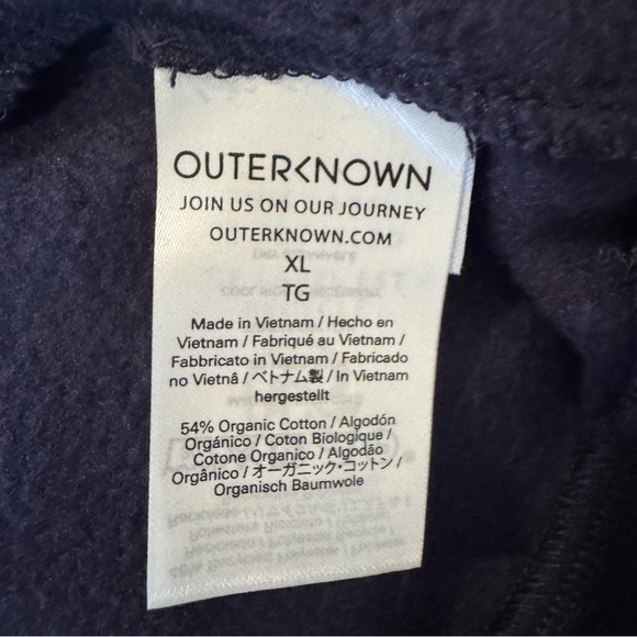 NWT Outerknown Dress Terry Kangaroo Pocket Hoodie Navy Blue Extra Large - Picture 7 of 8